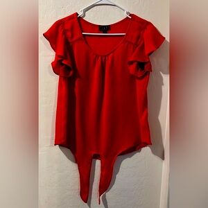OLM Red Ruffle Sleeve Women's Top